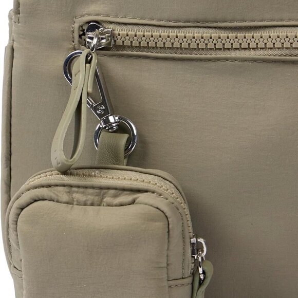 Triple Compartment Green Crossbody Bag with Zip Closure - Fashion Meets Function - Picture 2 of 5